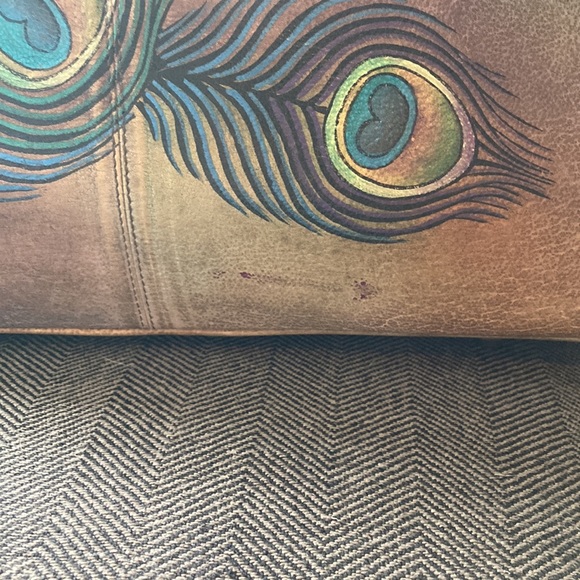 Anuschka purse, should bag, tote, large peacock original art - Picture 5 of 8